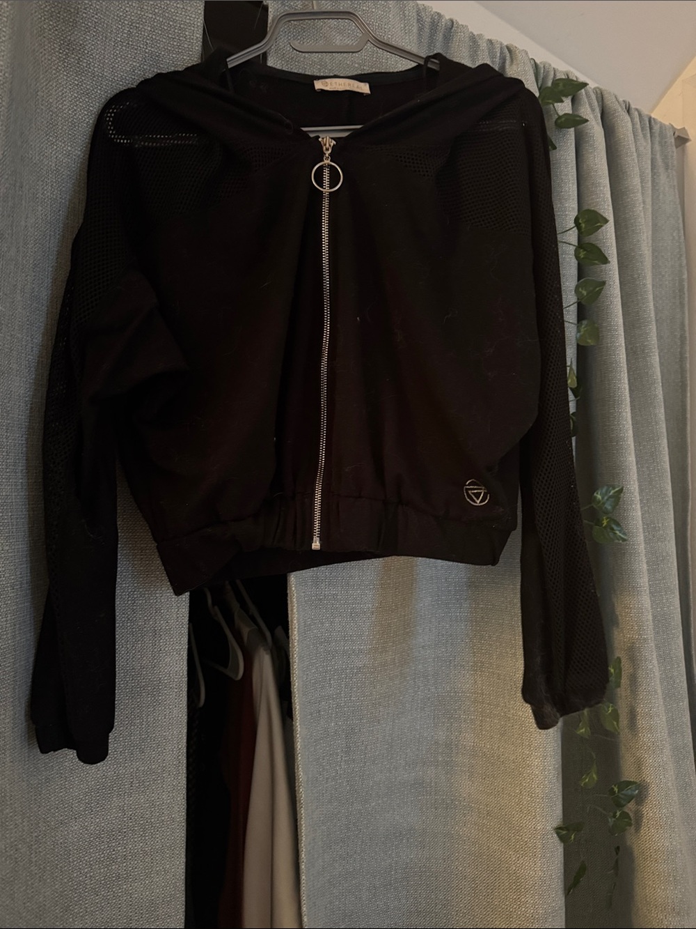 Black Hooded Zip Front Women's Jacket from ethereal